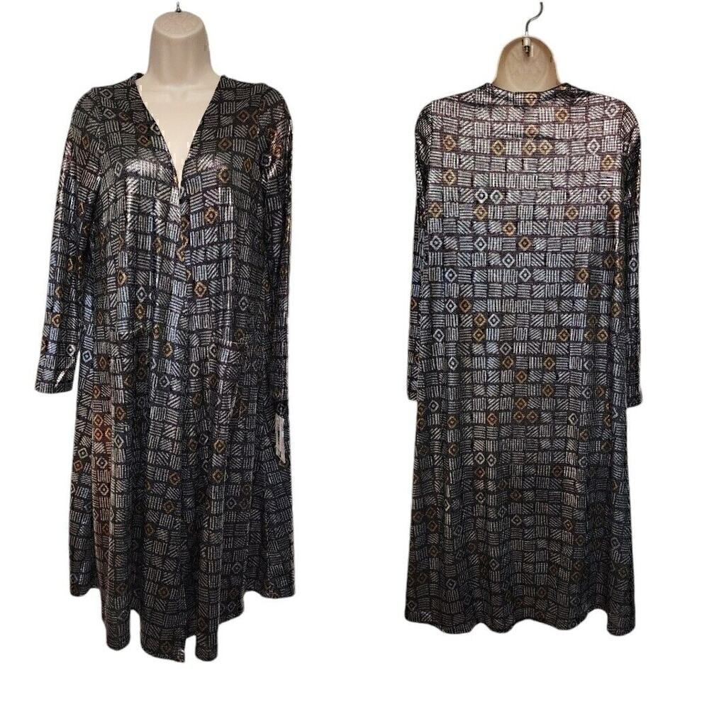 LULAROE SARAH SIZE MEDIUM LONG CARDIGAN GEOMETRIC PRINT SIZE SMALL